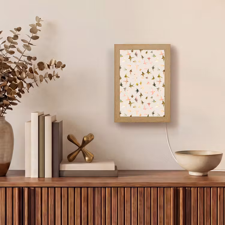 Vogels - Vliegen - Kleurrijk Light Box met kabel (Tafellamp) klein 925 -sfeer2
