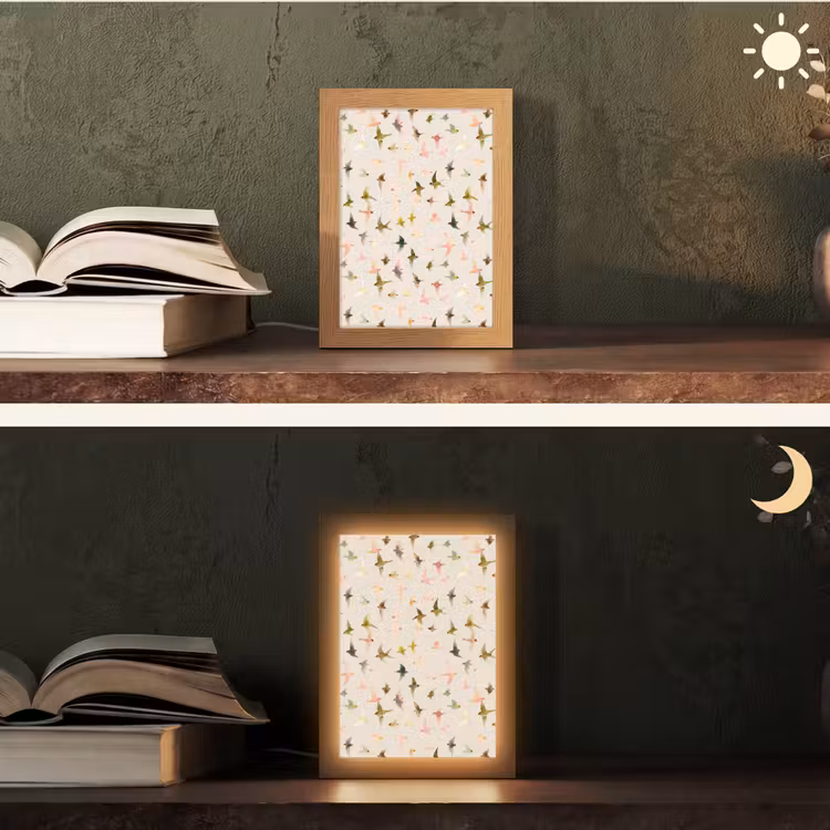 Vogels - Vliegen - Kleurrijk Light Box met kabel (Tafellamp) klein 925 -sfeer3