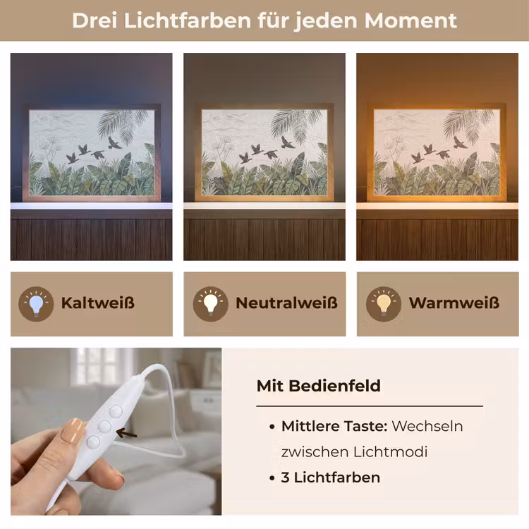Vogel - Vliegend - Tropisch - Mozaïek - Groen Light Box met kabel (Tafellamp) klein -USP_lichtkleurDE