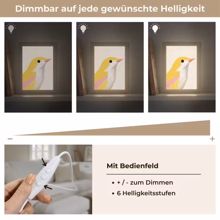 Vogel - Minimalistisch - Geel Light Box met kabel (Tafellamp) klein -USP_dimbaarDE