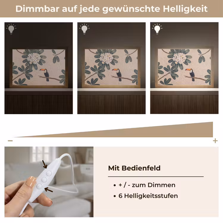 Vogel - Mozaïek - Tropisch - Natuur - Kleurrijk Light Box met kabel (Tafellamp) klein -USP_dimbaarDE
