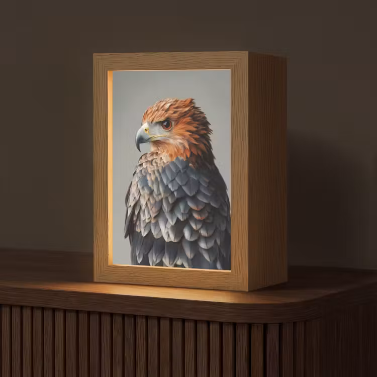 Vogel - Realistisch - Veren - Bruin Light Box met kabel (Tafellamp) klein -z3d_website