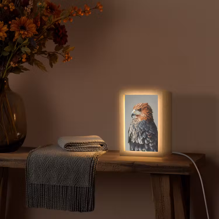 Vogel - Realistisch - Veren - Bruin Light Box met kabel (Tafellamp) klein -sfeer4