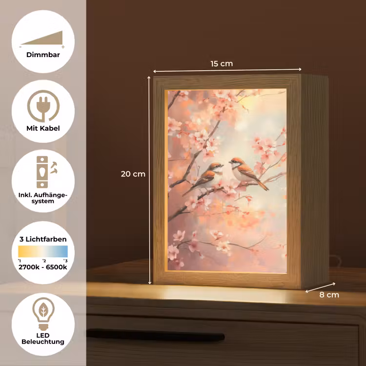 Vogels - Romantic - Bloesemtak Light Box met kabel (Tafellamp) klein -USP_DE