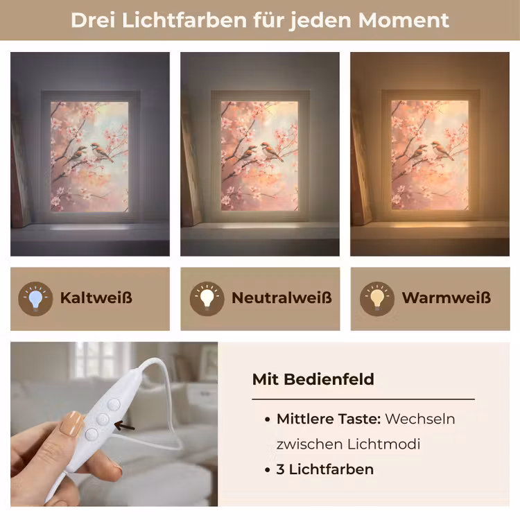 Vogels - Romantic - Bloesemtak Light Box met kabel (Tafellamp) klein -USP_lichtkleurDE