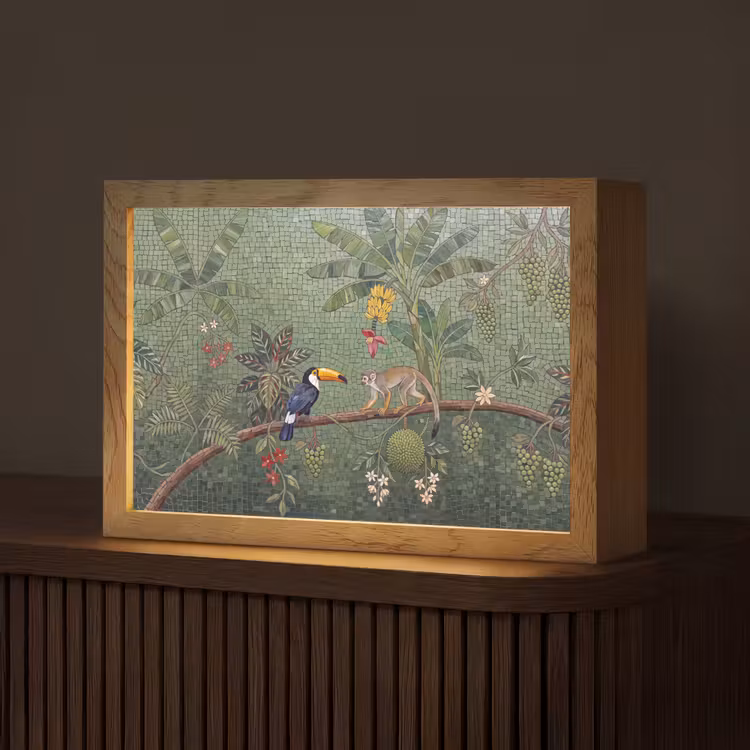 Vogel - Dier - Jungle - Mozaïek - Natuur Light Box met kabel (Tafellamp) klein -z3d_website