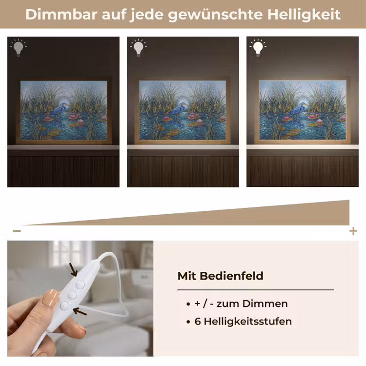 Vogel - Water - Natuur - Abstract - Blauw Light Box met kabel (Tafellamp) klein -USP_dimbaarDE