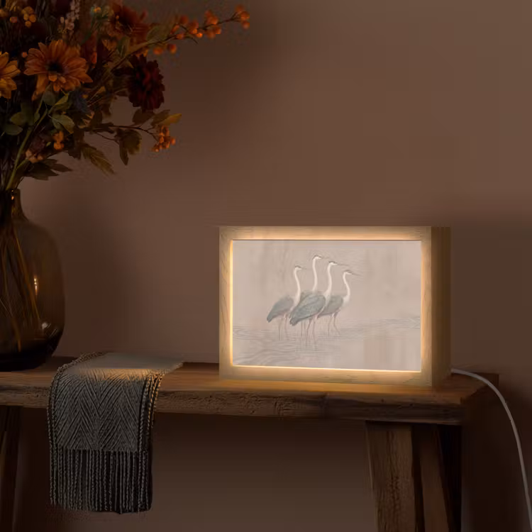 Vogel - Water - Natuur - Vintage Light Box met kabel (Tafellamp) klein -sfeer4