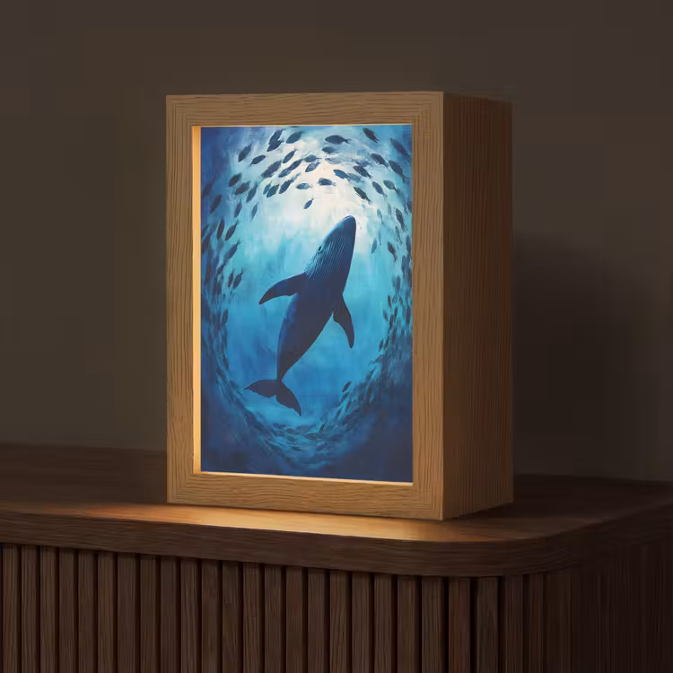 Walvis - Vissen - Donkerblauw Light Box met kabel (Tafellamp) klein -z3d_website