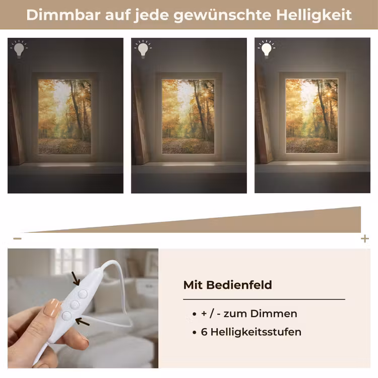 Bos - Herfst - Zon - Landschap - Natuur - Bomen - Bladeren Light Box met kabel (Tafellamp) klein -USP_dimbaarDE