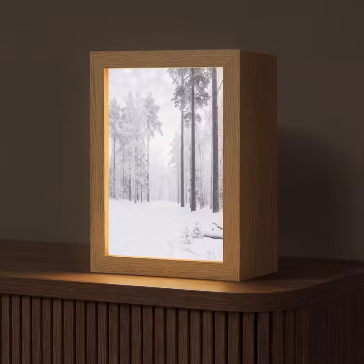 Bos - Sneeuw - Pad - Winter - Stilte Light Box met kabel (Tafellamp) klein -z3d_website