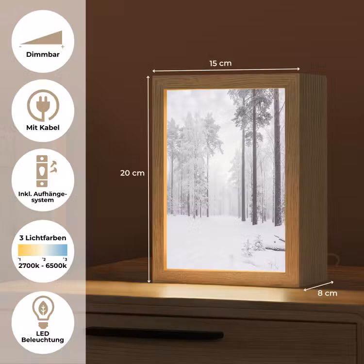 Bos - Sneeuw - Pad - Winter - Stilte Light Box met kabel (Tafellamp) klein -USP_DE
