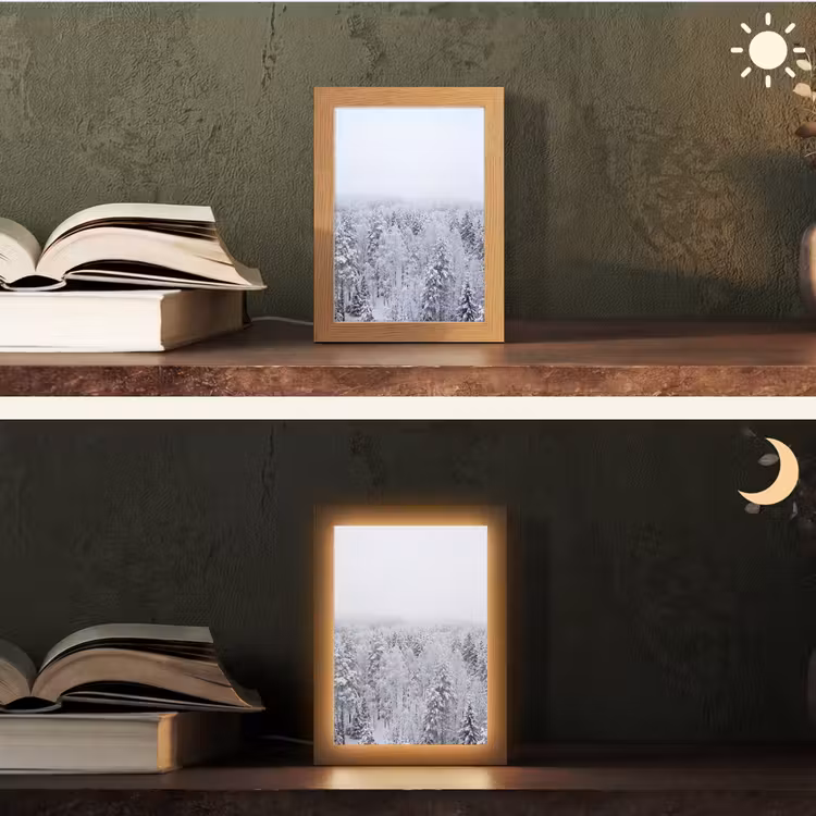 Bos - Sneeuw - Winter - Natuur - Wit Light Box met kabel (Tafellamp) klein -sfeer3