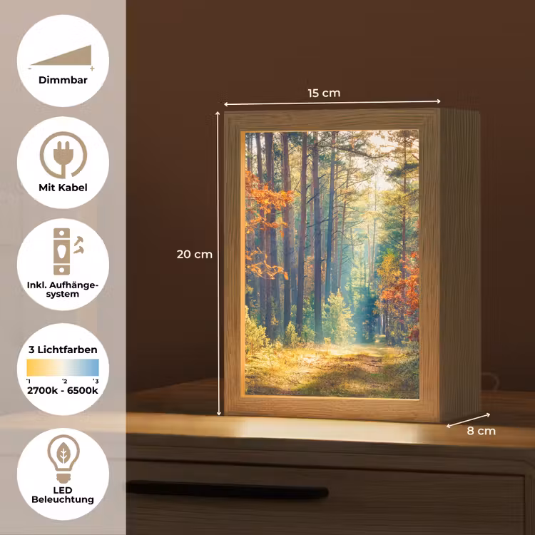 Bos - Zon - Natuur - Herfst Light Box met kabel (Tafellamp) klein -USP_DE