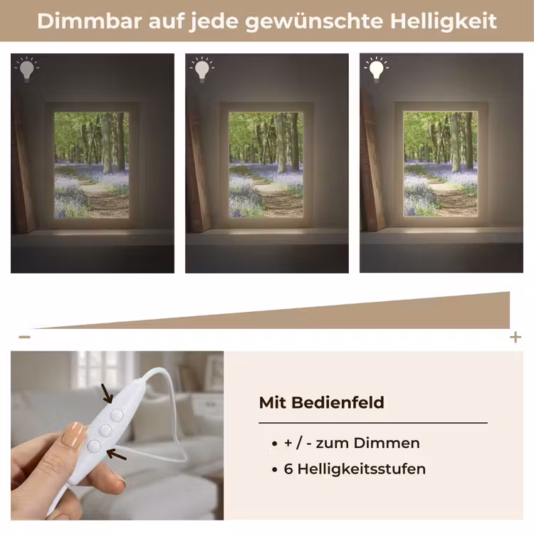 Bos - Pad - Bloemen - Paars - Groen - Natuur Light Box met kabel (Tafellamp) klein -USP_dimbaarDE