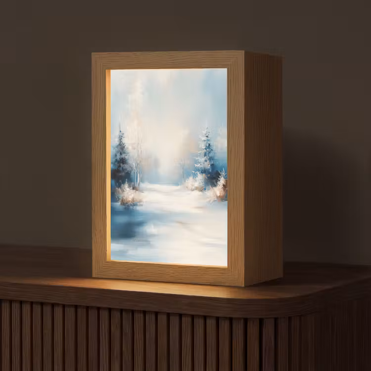 Bos - Winter - Natuur - Abstract - Sneeuw Light Box met kabel (Tafellamp) klein -z3d_website