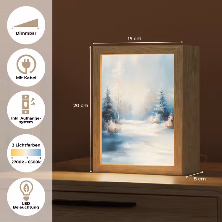 Bos - Winter - Natuur - Abstract - Sneeuw Light Box met kabel (Tafellamp) klein -USP_DE