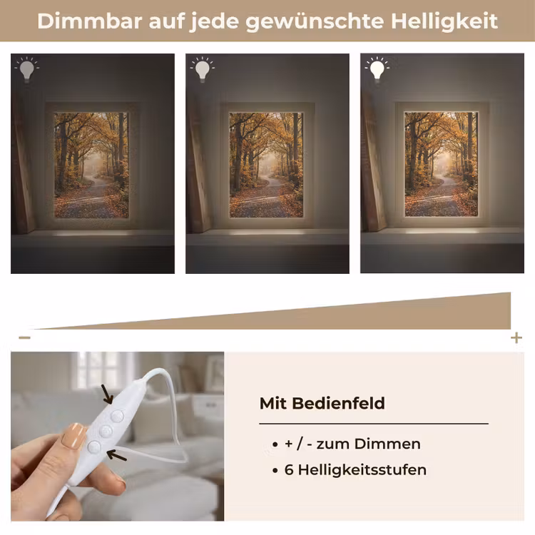 Bospad - Herfstbos - Bladeren - Oranje - Nostalgisch Light Box met kabel (Tafellamp) klein -USP_dimbaarDE