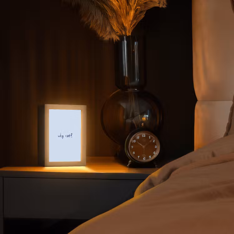 Why not - Blauw - Donker blauw - Quote Light Box met kabel (Tafellamp) klein -sfeer1
