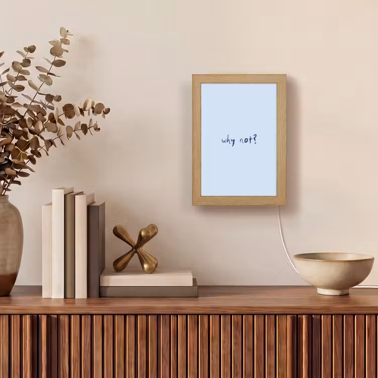 Why not - Blauw - Donker blauw - Quote Light Box met kabel (Tafellamp) klein -sfeer2