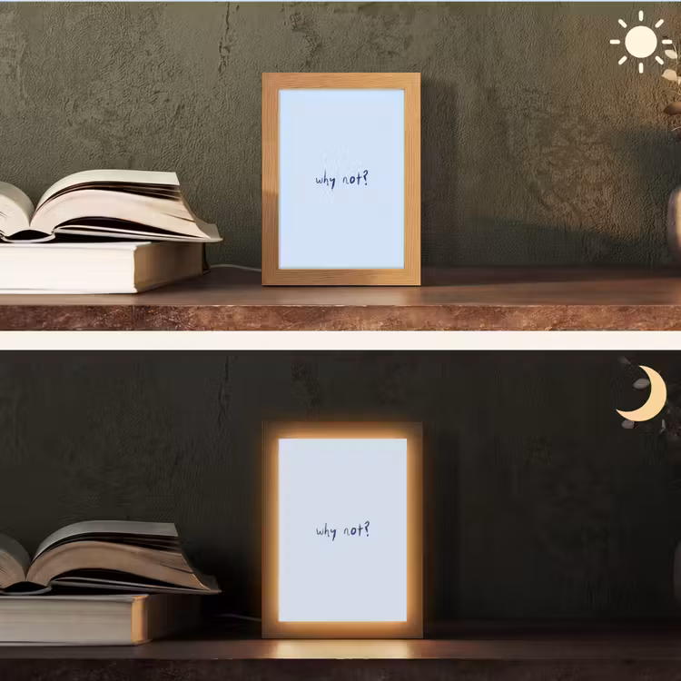 Why not - Blauw - Donker blauw - Quote Light Box met kabel (Tafellamp) klein -sfeer3