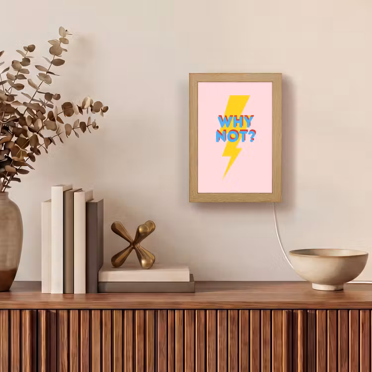 Why not - Bliksem - Roze Light Box met kabel (Tafellamp) klein -sfeer2