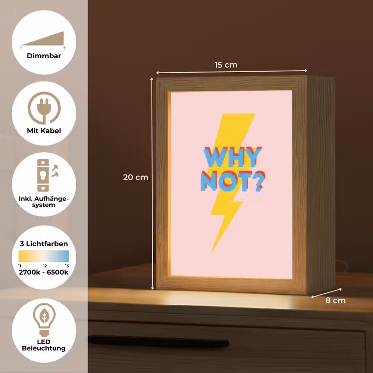 Why not - Bliksem - Roze Light Box met kabel (Tafellamp) klein -USP_DE