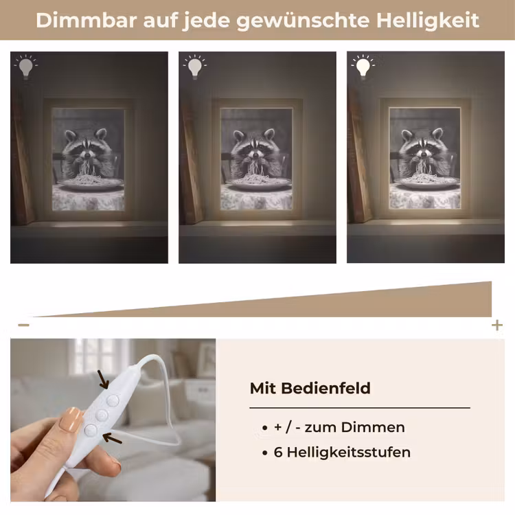 Wasbeer - Cute - Pasta - Tafelkleed - Zwart - Wit Light Box met kabel (Tafellamp) klein -USP_dimbaarDE