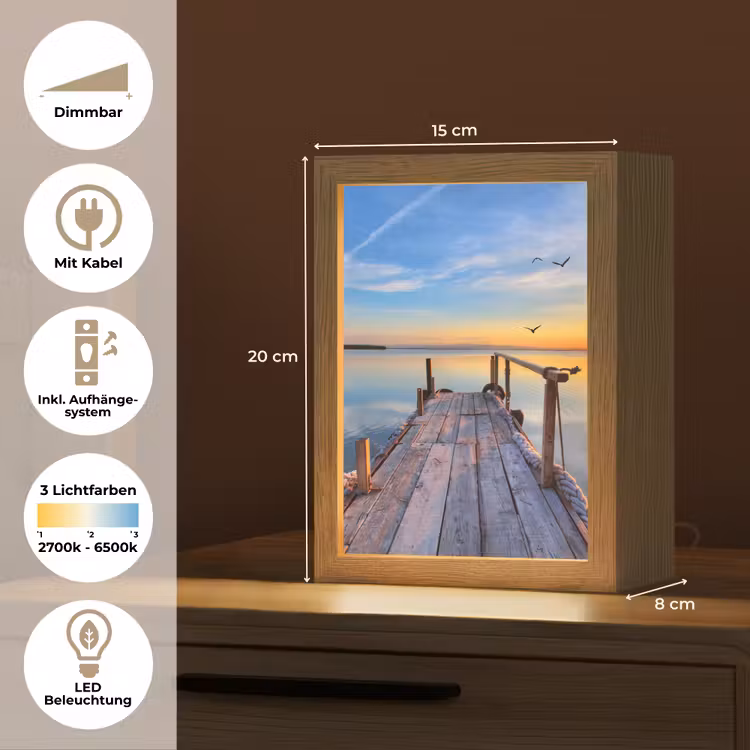 Water - Steiger - Vogels - Zonsondergang - Horizon Light Box met kabel (Tafellamp) klein -USP_DE