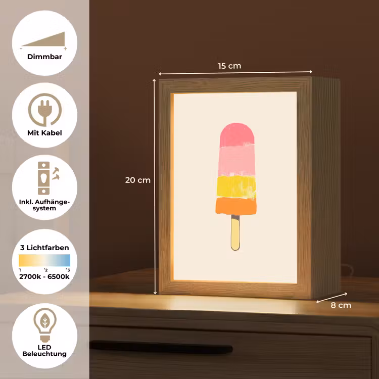 Waterijsje - Retro - Stokje - Roze Light Box met kabel (Tafellamp) klein -USP_DE