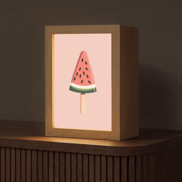 Watermeloen - Ijsje - Pitjes - Rood Light Box met kabel (Tafellamp) klein -z3d_website