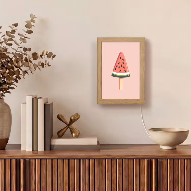 Watermeloen - Ijsje - Pitjes - Rood Light Box met kabel (Tafellamp) klein -sfeer2
