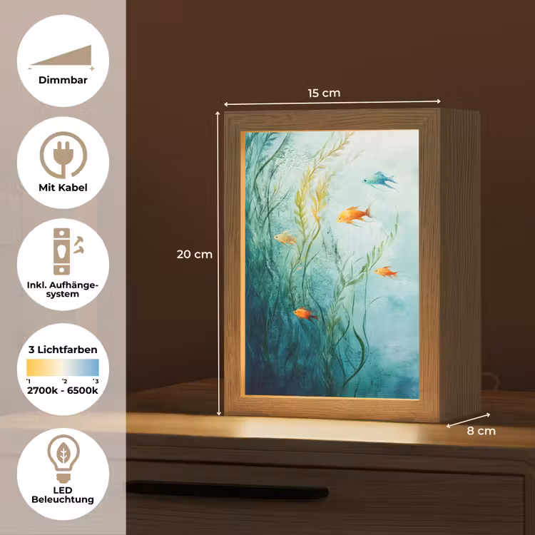Waterplanten - Vissen - Kleurrijk - Water Light Box met kabel (Tafellamp) klein -USP_DE