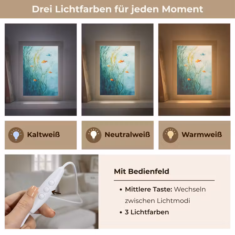 Waterplanten - Vissen - Kleurrijk - Water Light Box met kabel (Tafellamp) klein -USP_lichtkleurDE