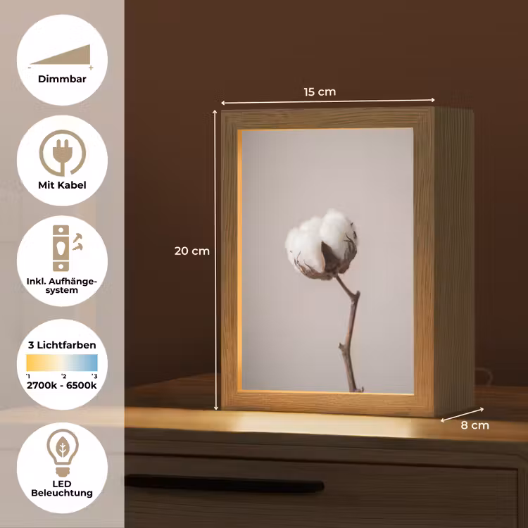 Katoenbol - Minimalistisch - Wit Light Box met kabel (Tafellamp) klein -USP_DE