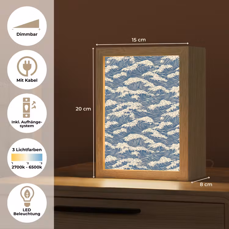 Golven - Klassiek - Blauw Light Box met kabel (Tafellamp) klein 925 -USP_DE