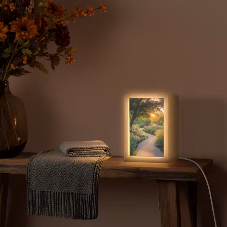 Pad - Bloemen - Park Light Box met kabel (Tafellamp) klein -sfeer4