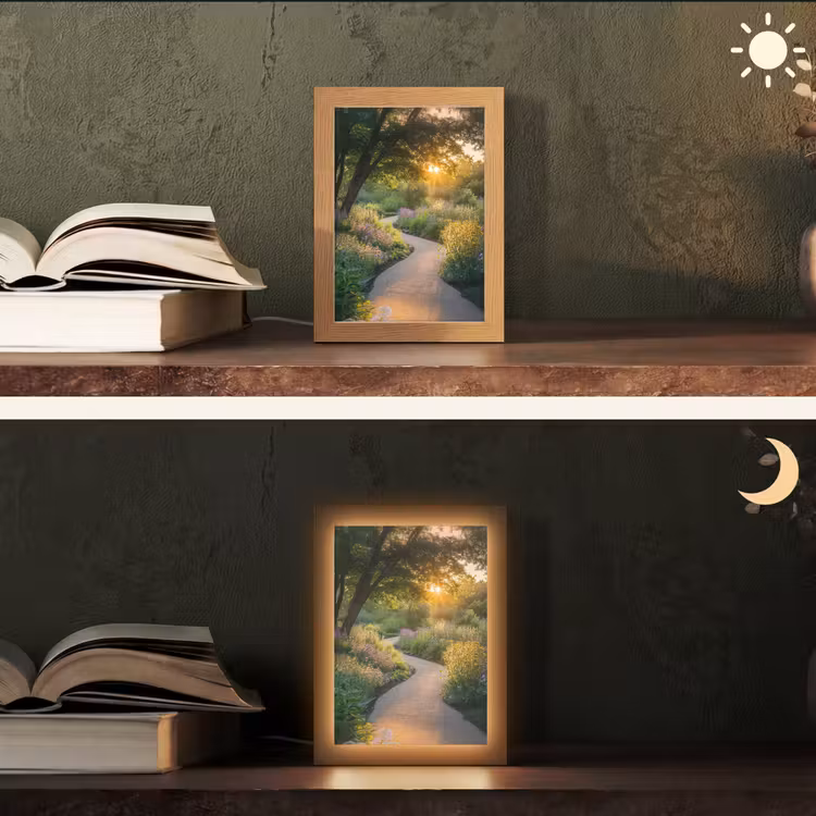 Pad - Bloemen - Park Light Box met kabel (Tafellamp) klein -sfeer3