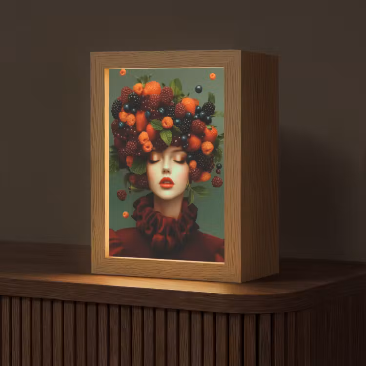 Vrouw - Aardbeien - Frambozen - Bramen - Bessen Light Box met kabel (Tafellamp) klein -z3d_website