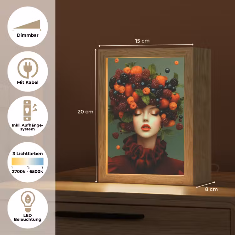 Vrouw - Aardbeien - Frambozen - Bramen - Bessen Light Box met kabel (Tafellamp) klein -USP_DE
