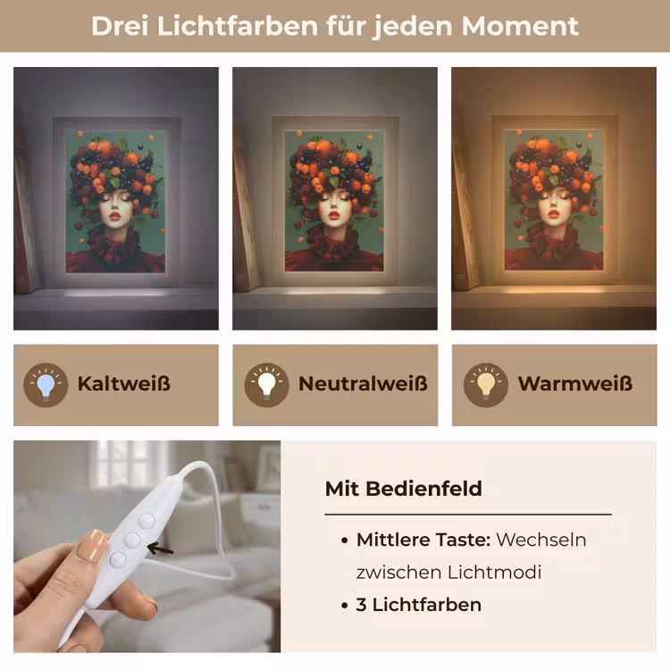 Vrouw - Aardbeien - Frambozen - Bramen - Bessen Light Box met kabel (Tafellamp) klein -USP_lichtkleurDE