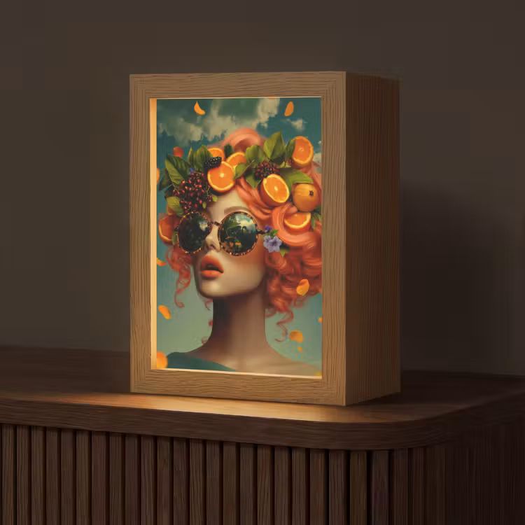 Vrouw - Sinaasappel - Bessen - Oranje Light Box met kabel (Tafellamp) klein -z3d_website