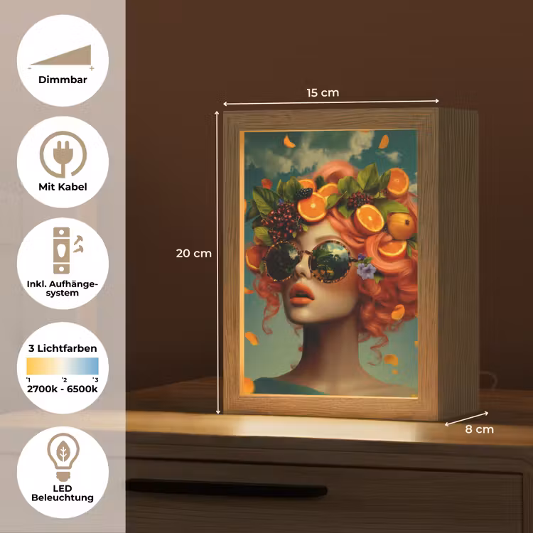 Vrouw - Sinaasappel - Bessen - Oranje Light Box met kabel (Tafellamp) klein -USP_DE
