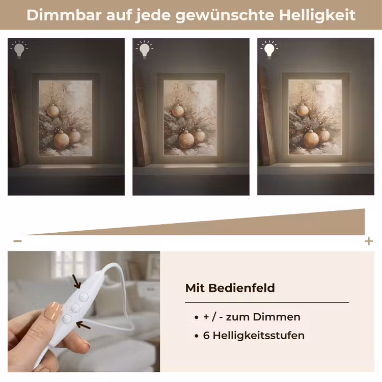 Kerst - Kerstballen - Beige - Goud Light Box met kabel (Tafellamp) klein -USP_dimbaarDE