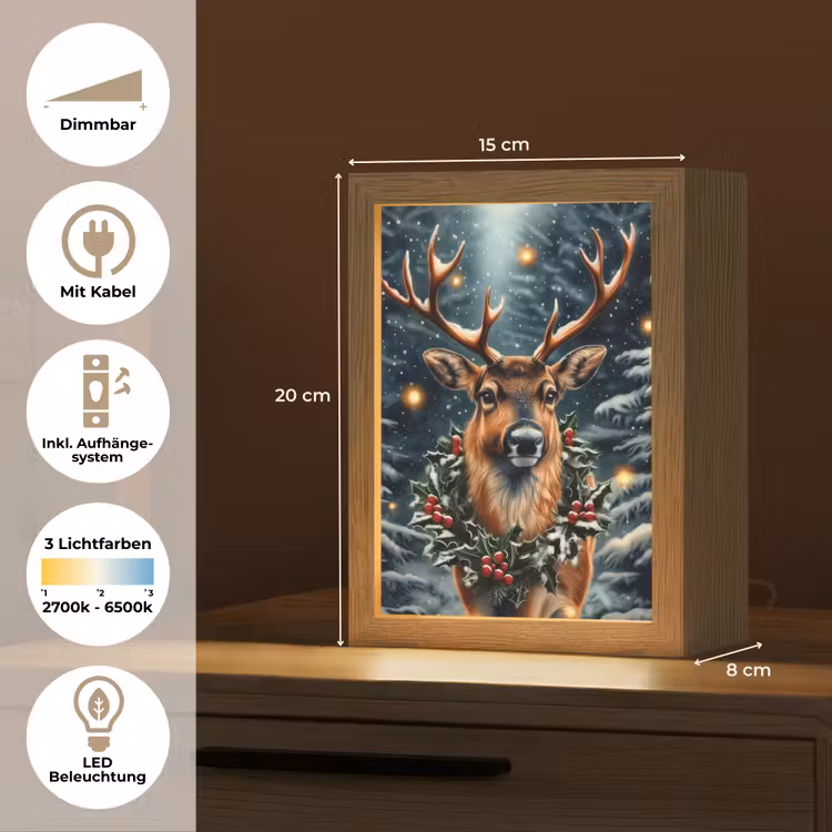 Kerst - Magie - Bos - Kleurrijk Light Box met kabel (Tafellamp) klein -USP_DE