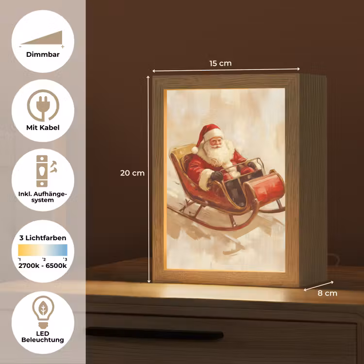 Kerst - Slee - Kerstman Light Box met kabel (Tafellamp) klein -USP_DE