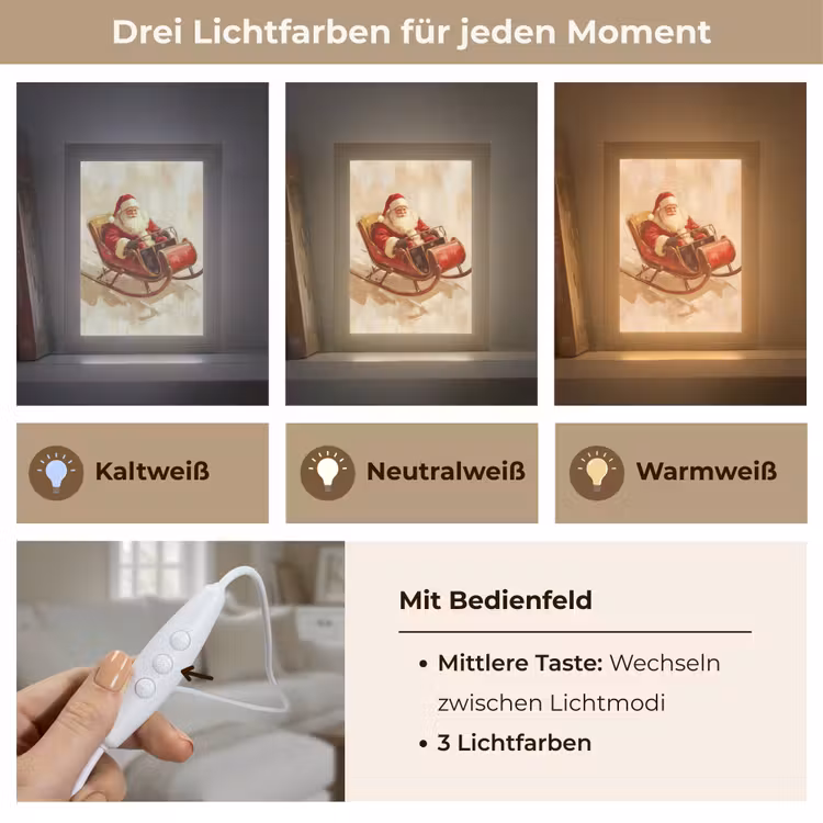 Kerst - Slee - Kerstman Light Box met kabel (Tafellamp) klein -USP_lichtkleurDE