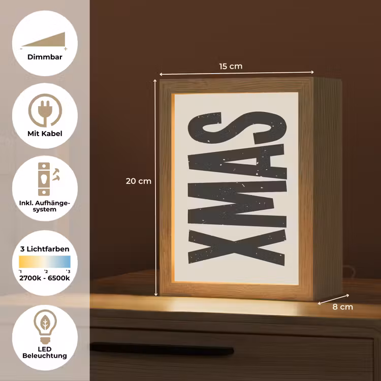 Kerst - Christmas - Japandi - Beige Light Box met kabel (Tafellamp) klein -USP_DE