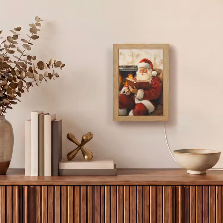 Kerst - Kerstman - Winter - Open Haard Light Box met kabel (Tafellamp) klein -sfeer2