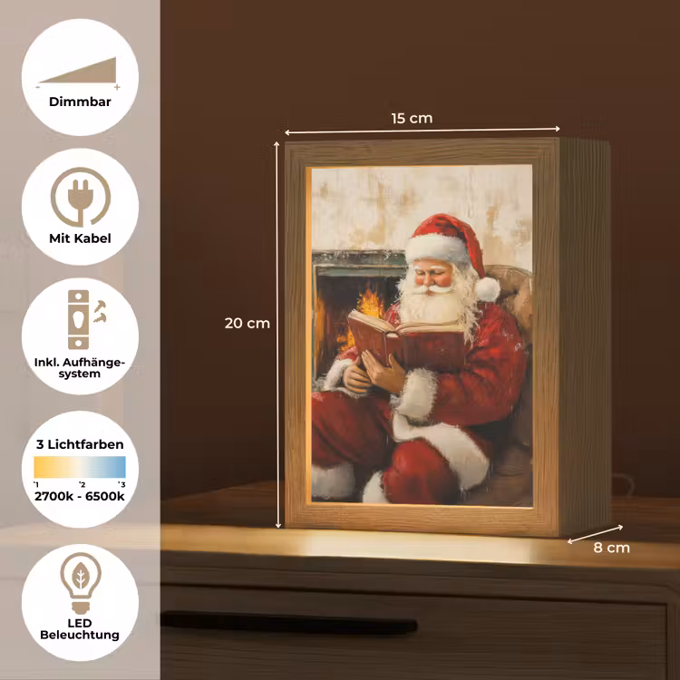 Kerst - Kerstman - Winter - Open Haard Light Box met kabel (Tafellamp) klein -USP_DE